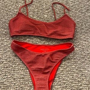 kylie and kendall red sparkly bikini